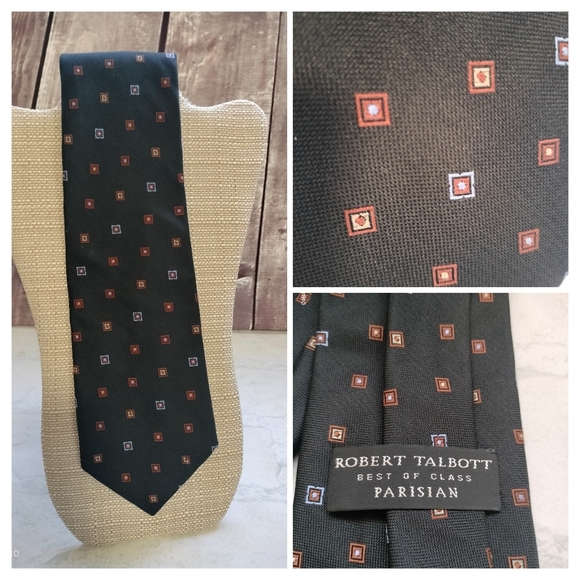Robert Talbott Men's Silk Necktie Geometric Square Handsewn Finest Silk Classic - Picture 1 of 11